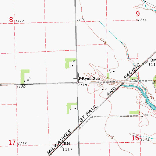 Topographic Map of Ryan School, SD