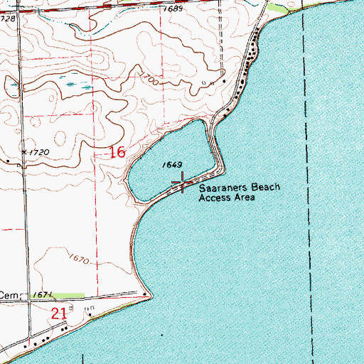 Topographic Map of Saaraners Beach Access Area, SD