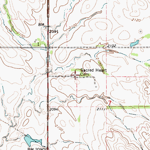 Topographic Map of Sacred Heart Cemetery, SD