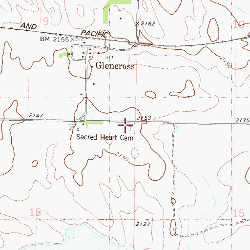 Topographic Map of Sacred Heart Cemetery, SD