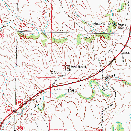 Topographic Map of Sacred Heart Church, SD