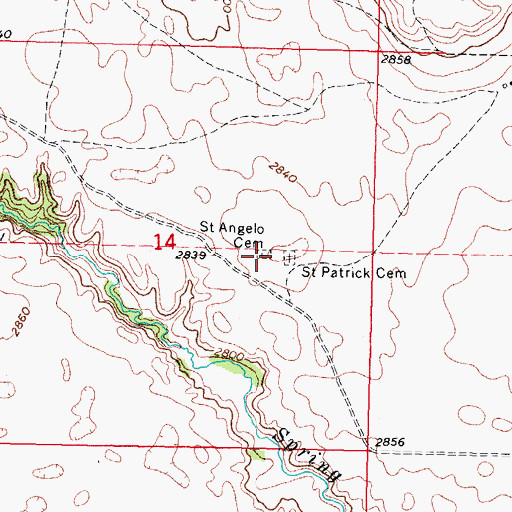 Topographic Map of Saint Angelo Cemetery, SD