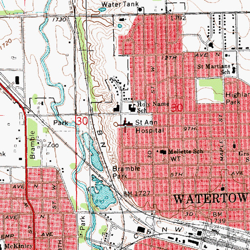 Topographic Map of Saint Ann Hospital, SD