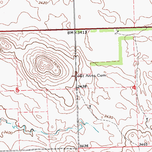 Topographic Map of Saint Ann's Cemetery, SD