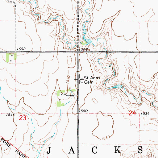 Topographic Map of Saint Anns Catholic Cemetery, SD