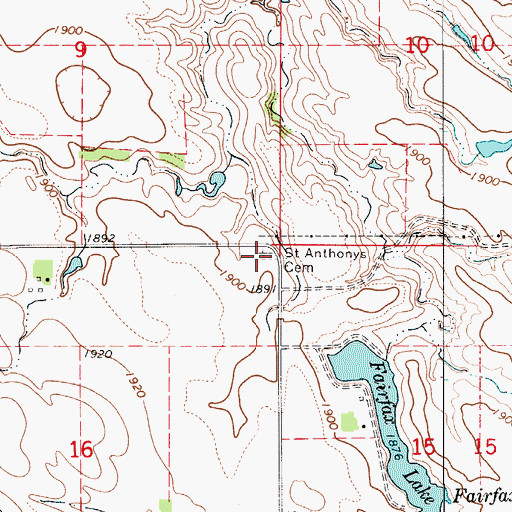 Topographic Map of Saint Anthonys Cemetery, SD