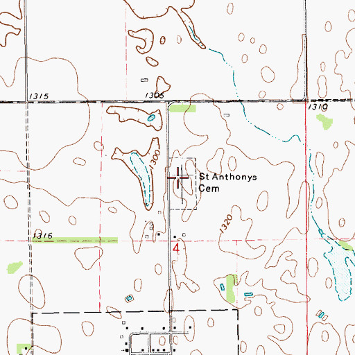 Topographic Map of Saint Anthony's Catholic Cemetery, SD