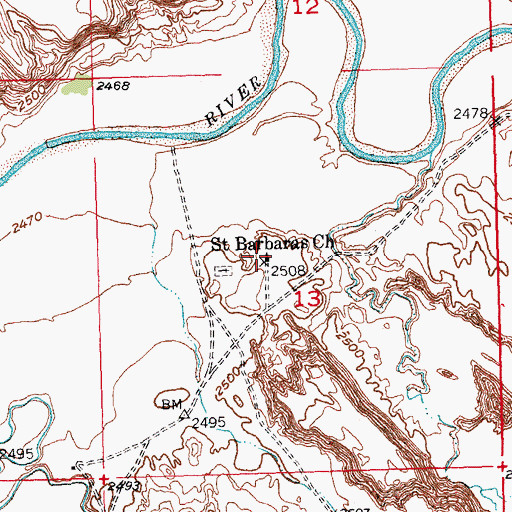 Topographic Map of Saint Barbaras Church, SD