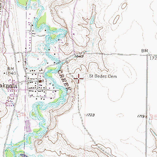 Topographic Map of Saint Bedes Cemetery, SD