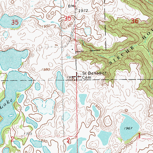 Topographic Map of Saint Benedict Cemetery, SD