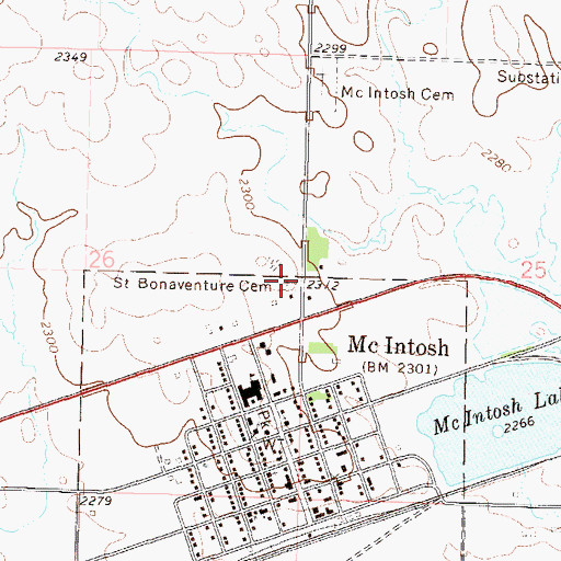 Topographic Map of Saint Bonaventure Cemetery, SD