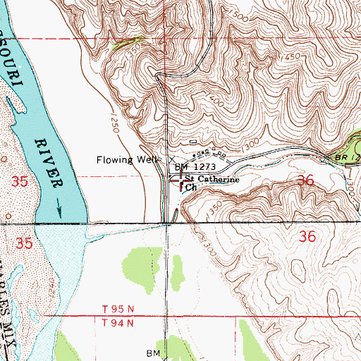 Topographic Map of Saint Catherine Church, SD