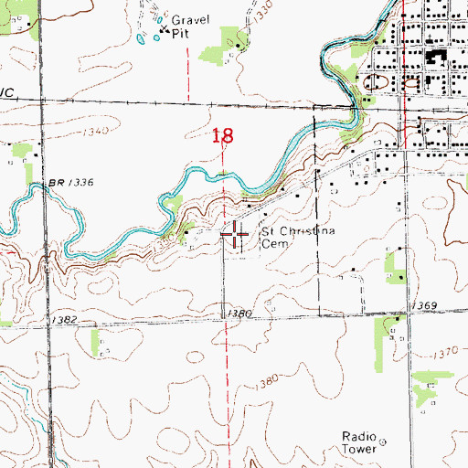 Topographic Map of Saint Christina Cemetery, SD