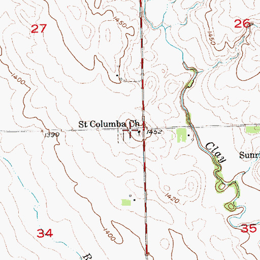 Topographic Map of Saint Columba Church, SD