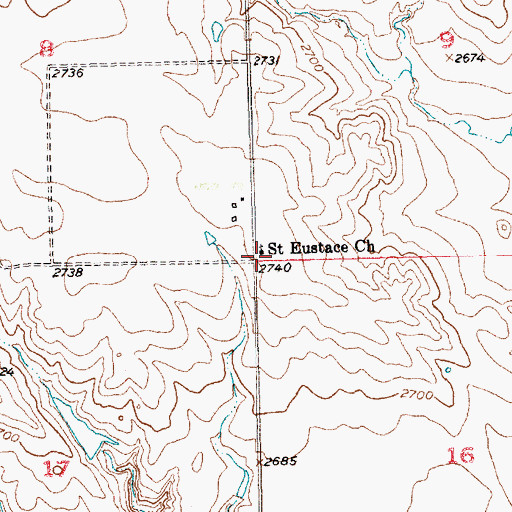 Topographic Map of Saint Eustace Church, SD