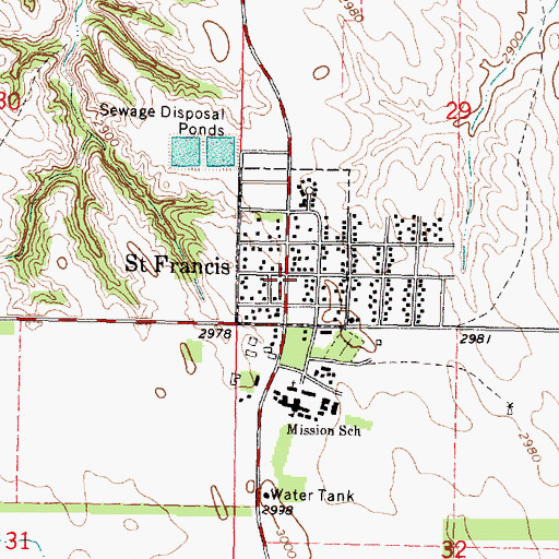 Topographic Map of Saint Francis, SD