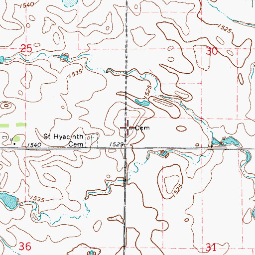 Topographic Map of Saint Hyacinth Cemetery, SD