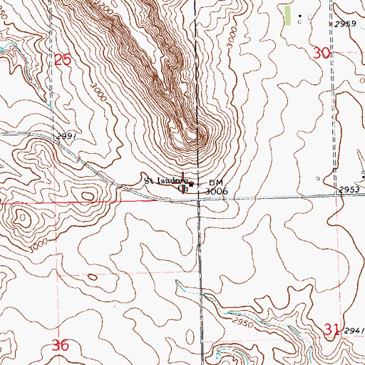 Topographic Map of Saint Isadore Church, SD