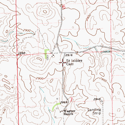 Topographic Map of Saint Isidore Cemetery, SD