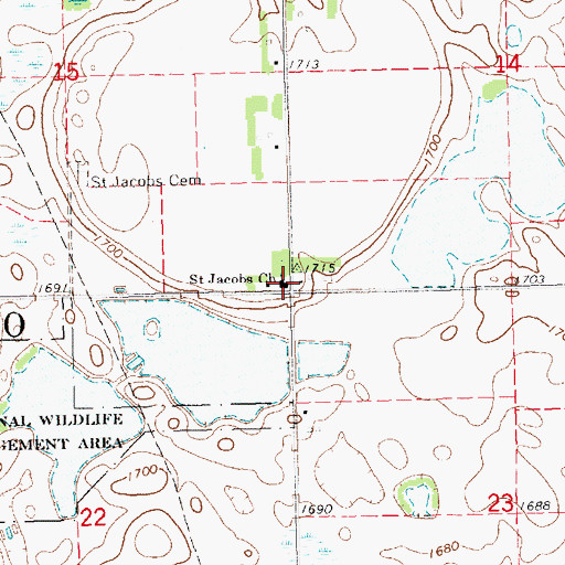 Topographic Map of Saint Jacobs Church, SD