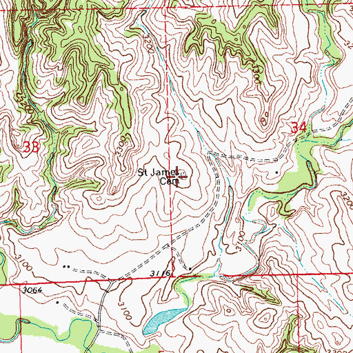 Topographic Map of Saint James Cemetery, SD