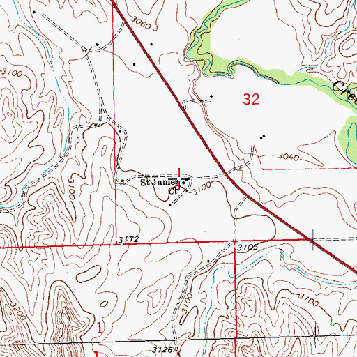 Topographic Map of Saint James Church, SD