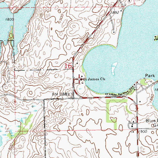 Topographic Map of Saint James Church, SD