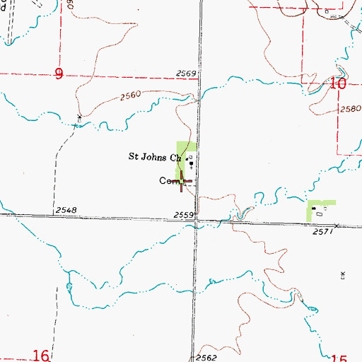 Topographic Map of Saint John Lutheran Cemetery, SD