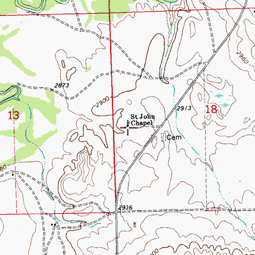 Topographic Map of Saint John Chapel, SD