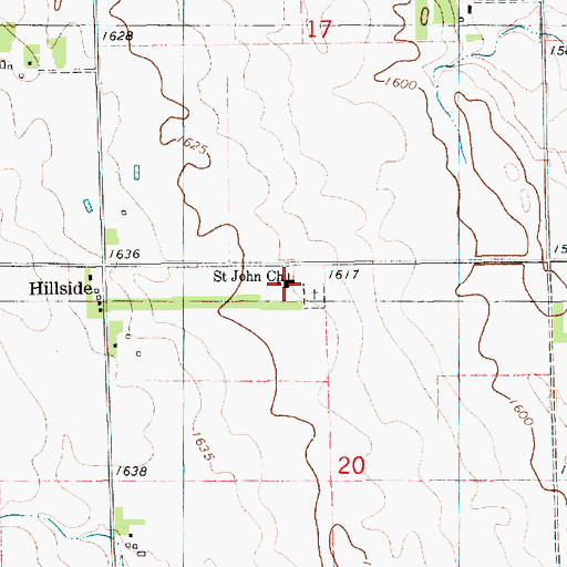 Topographic Map of Saint John Church, SD