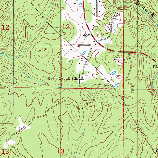 Topographic Map of Rock Creek Church, AL