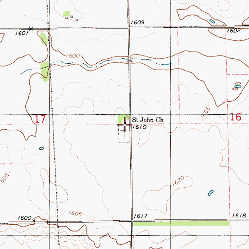 Topographic Map of Saint John Church, SD