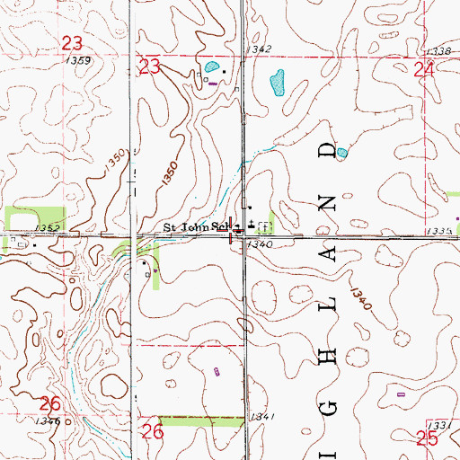 Topographic Map of Saint John School, SD