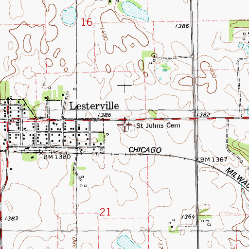 Topographic Map of Saint John's Lutheran Cemetery, SD