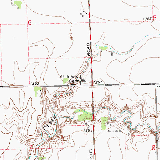 Topographic Map of Saint Johns Cemetery, SD