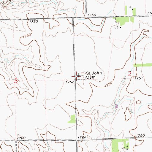 Topographic Map of Saint Johns Cemetery, SD