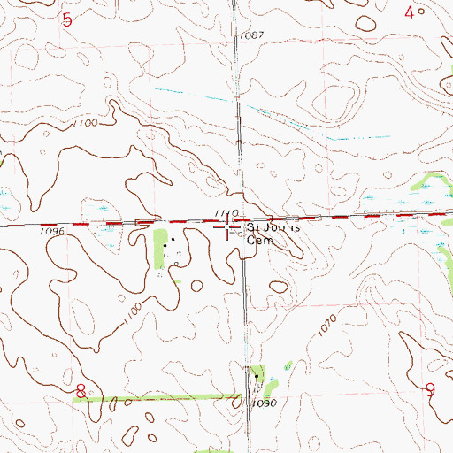 Topographic Map of Saint Johns Cemetery, SD