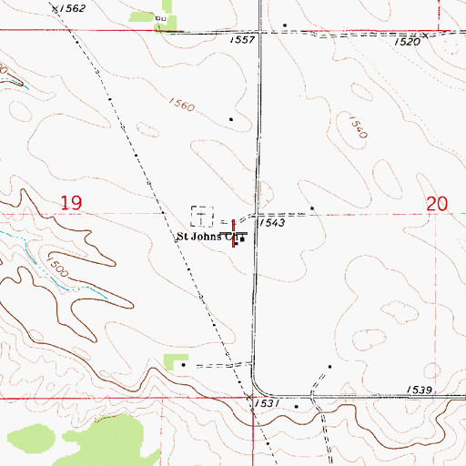 Topographic Map of Saint Johns Church, SD