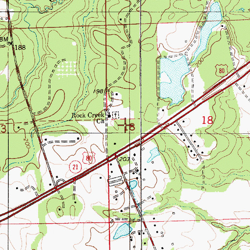 Topographic Map of Rock Creek School, AL
