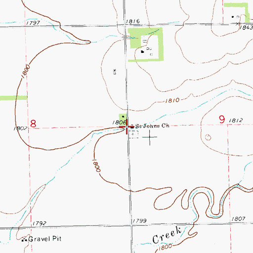 Topographic Map of Saint Johns Church (historical), SD
