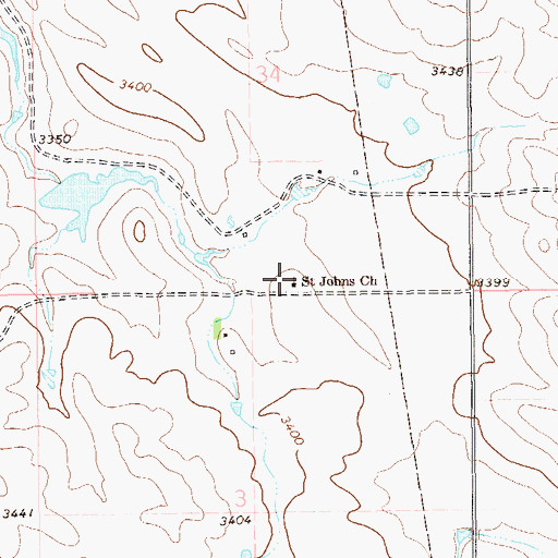 Topographic Map of Saint Johns Church, SD