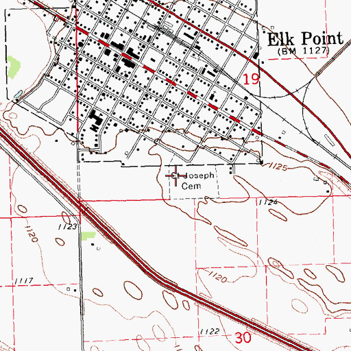 Topographic Map of Saint Joseph Cemetery, SD