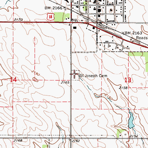 Topographic Map of Saint Joseph Cemetery, SD