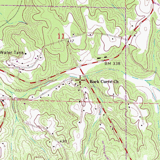 Topographic Map of Rock Curve Church, AL