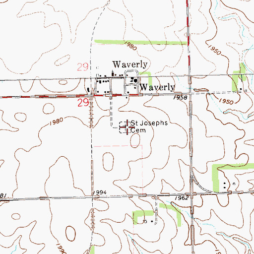 Topographic Map of Saint Joseph's Catholic Cemetery, SD