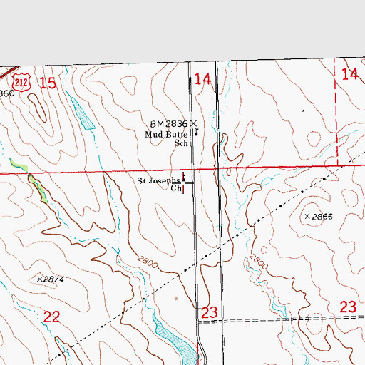 Topographic Map of Saint Josephs Church, SD