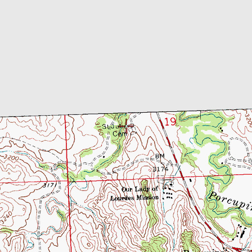 Topographic Map of Saint Julia Cemetery, SD