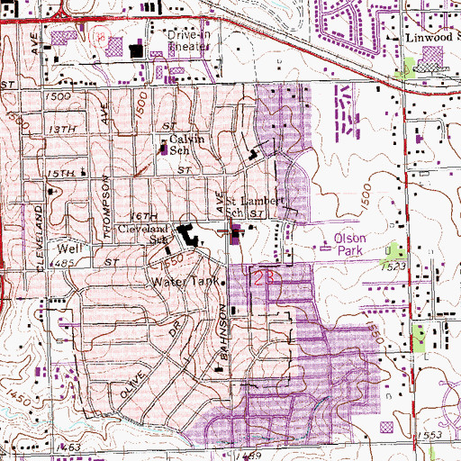 Topographic Map of Saint Lambert Elementary School, SD