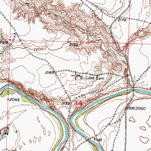 Topographic Map of Saint Luke Cemetery, SD