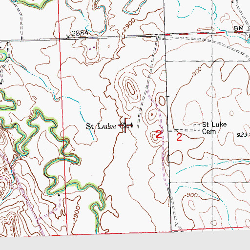 Topographic Map of Saint Luke Church, SD